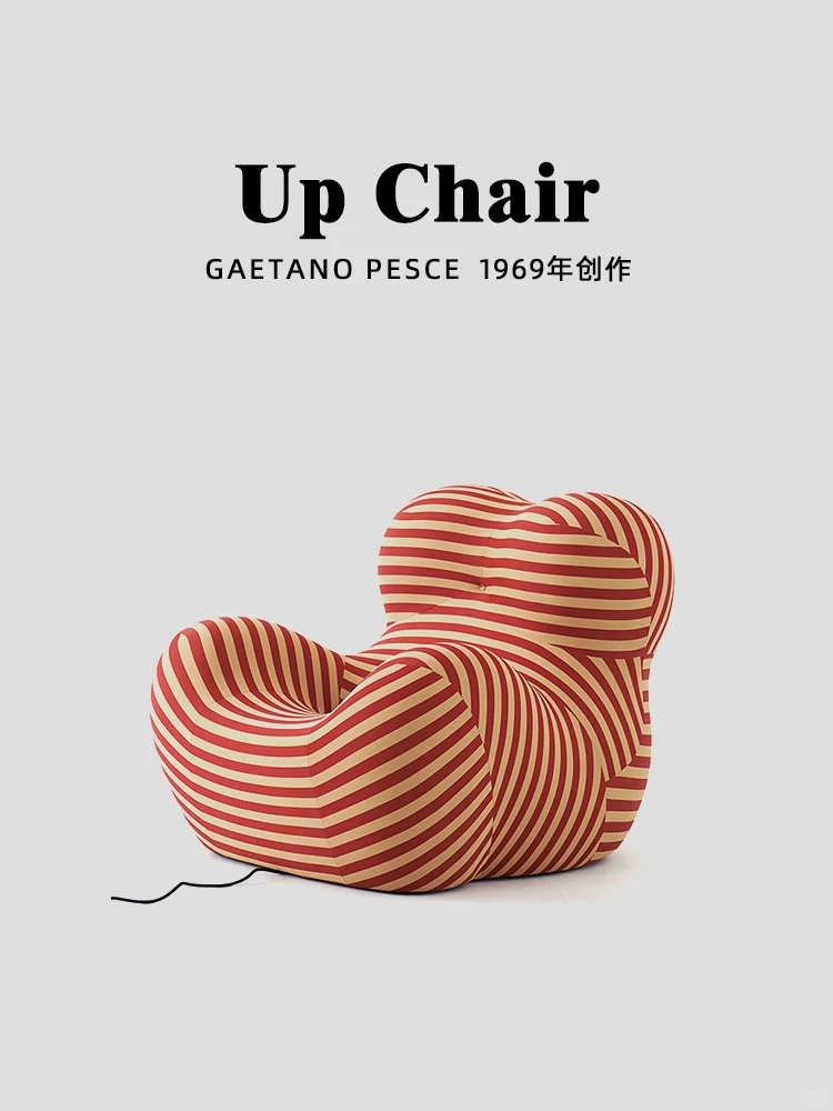 Ice Silk Elastic Fabric Single Sofa Chair with Footrest - Image 3