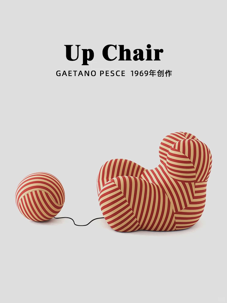 Ice Silk Elastic Fabric Single Sofa Chair with Footrest - Image 4
