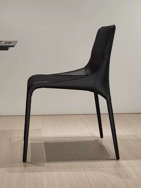 Saddle Leather Dining Chair with High Resilience Sponge - Image 5