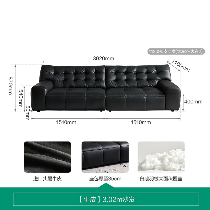 Top Grain Leather Three-Seat Sofa - Image 2
