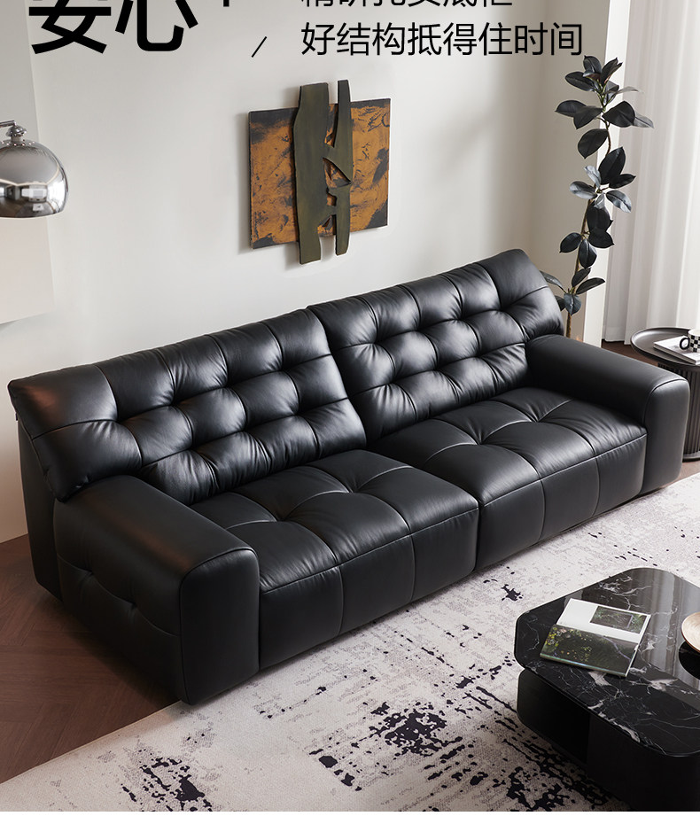 Top Grain Leather Three-Seat Sofa - Image 5