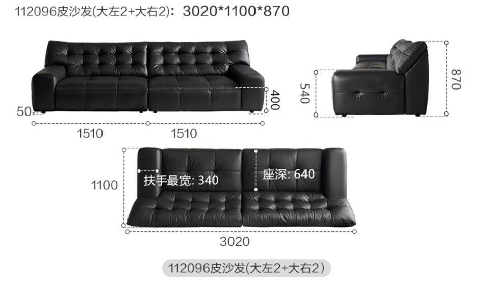 Top Grain Leather Three-Seat Sofa - Image 6