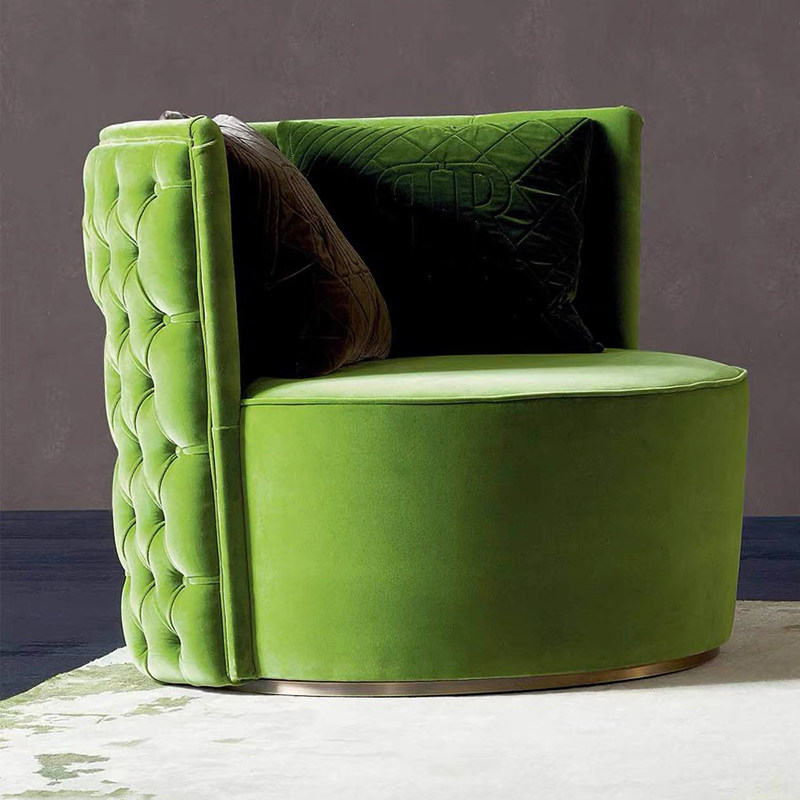 Dark Green Velvet Single Sofa Chair
