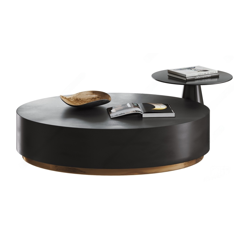 Walnut Wood and Glass Side Table Combined Coffee Table