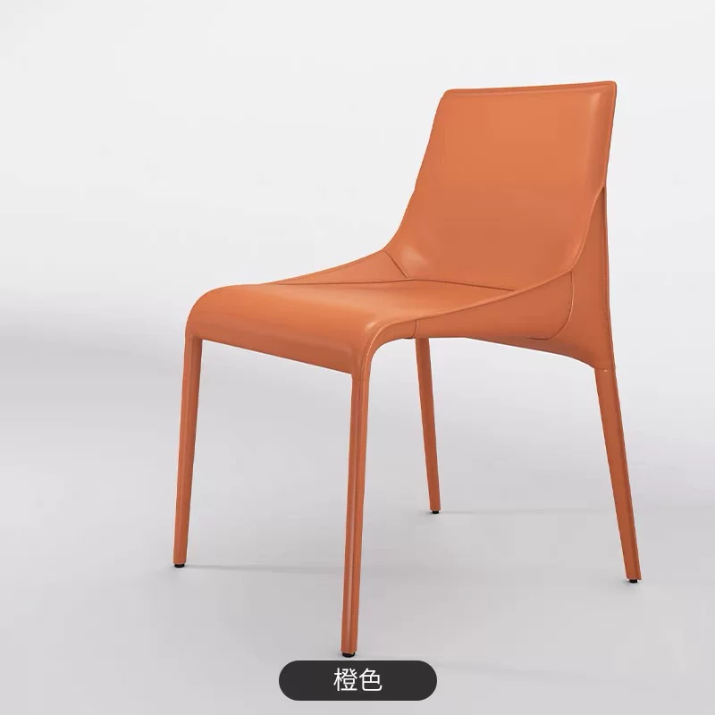 Saddle Leather Dining Chair with High Resilience Sponge - Image 3