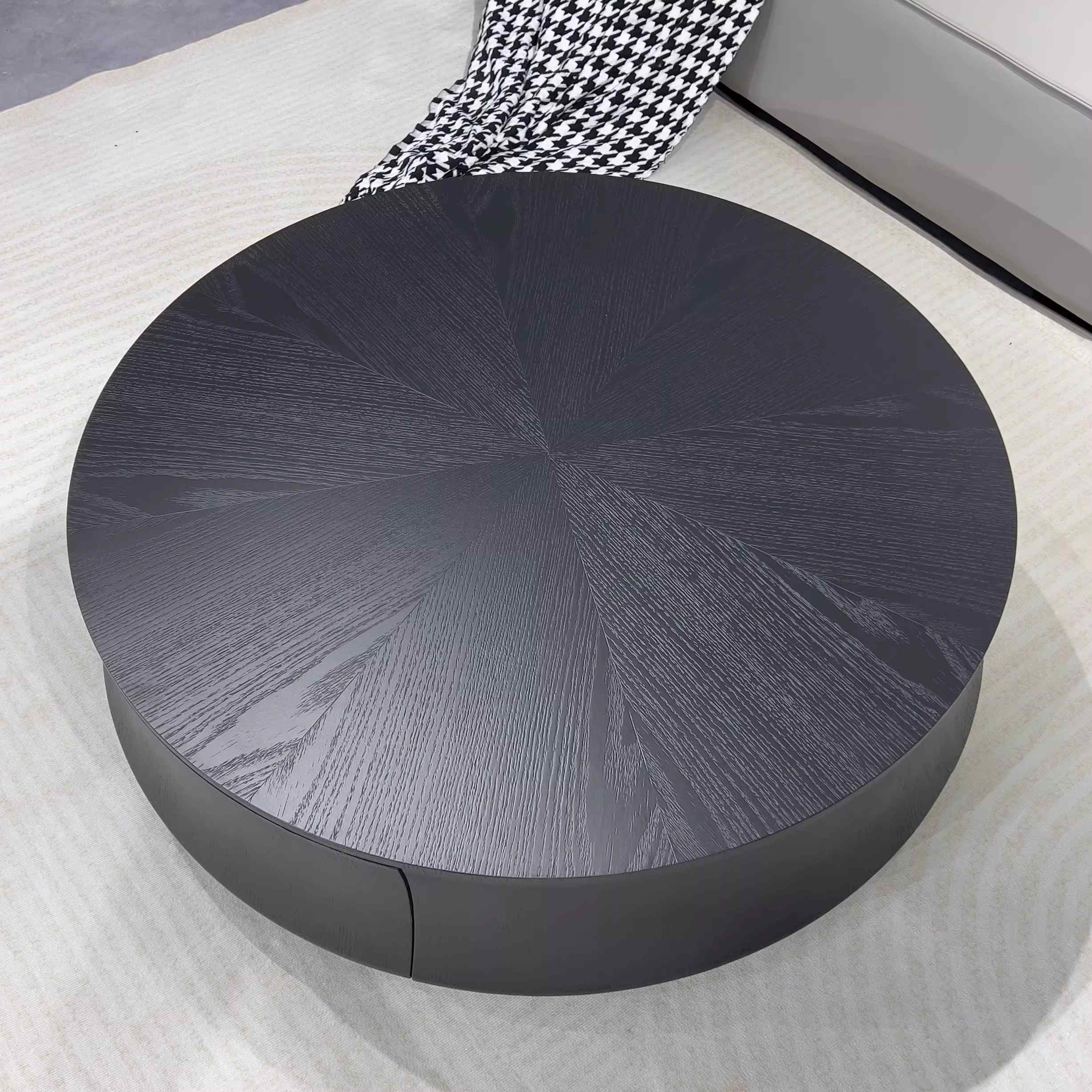 Black Wood Grain Minimalist Coffee Table