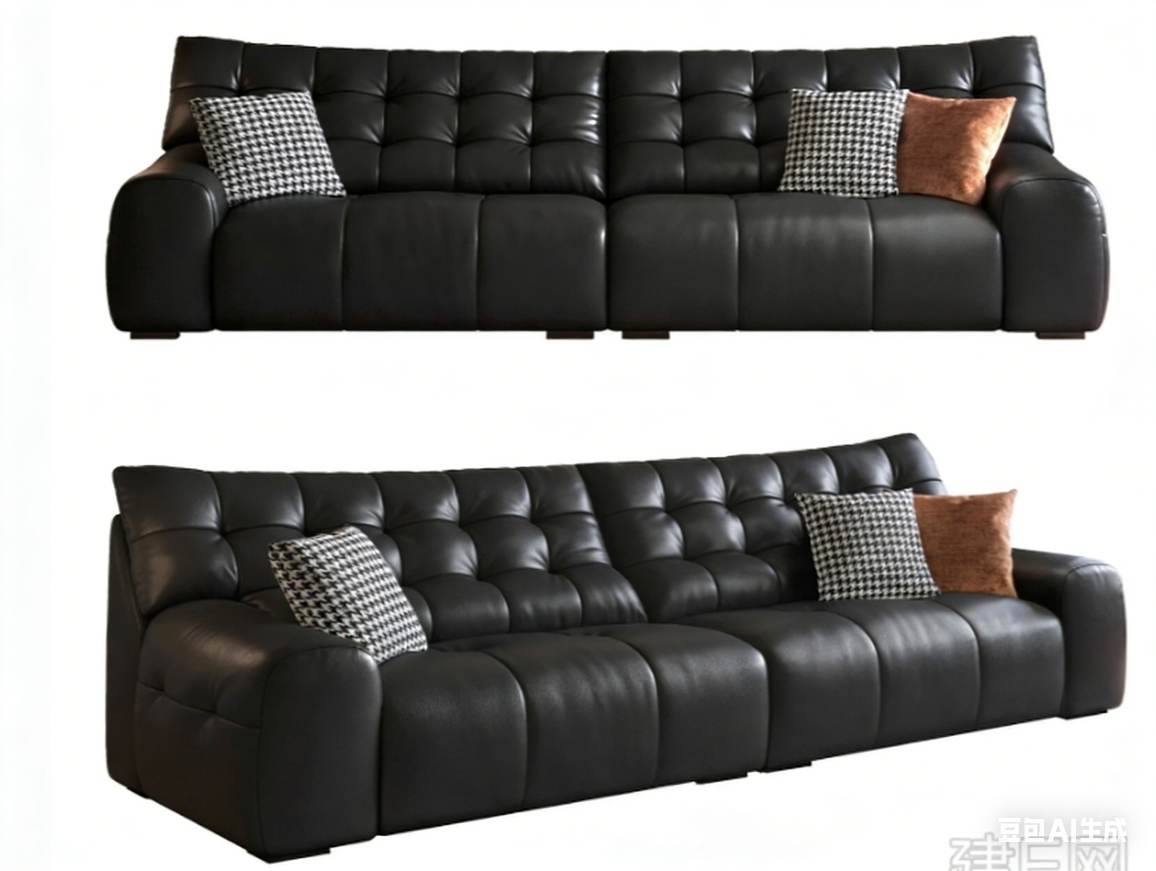 Top Grain Leather Three-Seat Sofa
