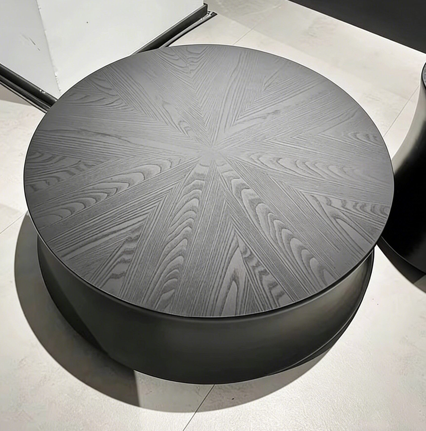 Black Wood Grain Minimalist Coffee Table - Image 4
